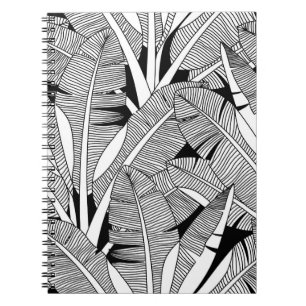 Cuaderno Plantas exóticas blancas y negras y palmeras botán