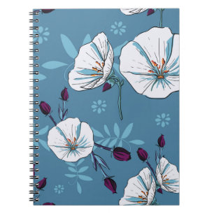 Cuaderno Plantas florales de fondo de patrón sin soldadura