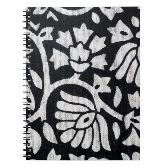 Cuaderno Plantas, flores, manteles abstractos de blanco y n (Frente)