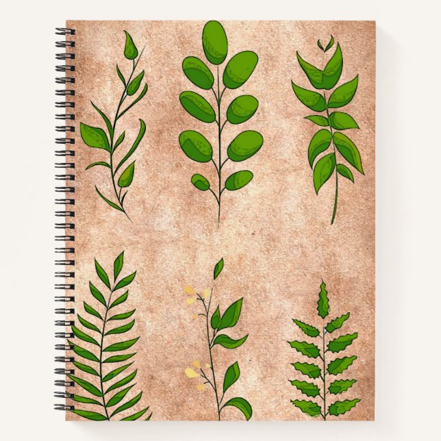 Cuaderno Plantas foliares de hojas verdes que padecen sepia (Anverso)