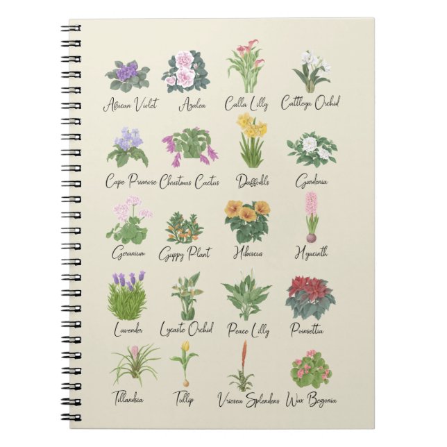 Cuaderno Plantas interiores y sus nombres - Regalo de los a (Frente)