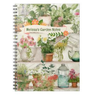 Cuaderno Plantas Jardín de flores botánicas acuarela