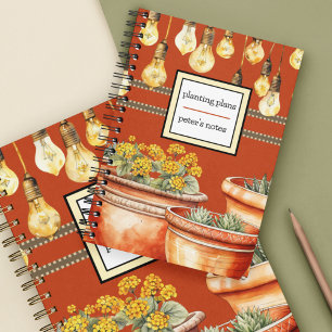 Cuaderno Plantas Terracotta Pots y luces de cuerdas de jard