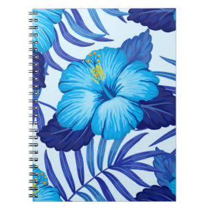 Cuaderno Plantas tropicales hawaianas, patrón de hibiscos.