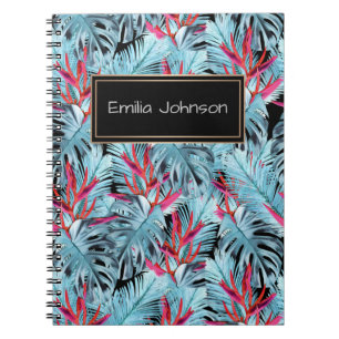Cuaderno Plantas tropicales rojas y azules