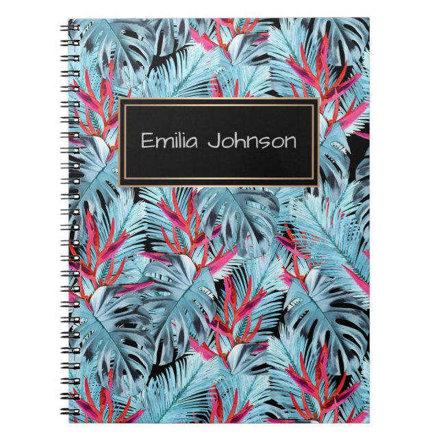 Cuaderno Plantas tropicales rojas y azules (Frente)