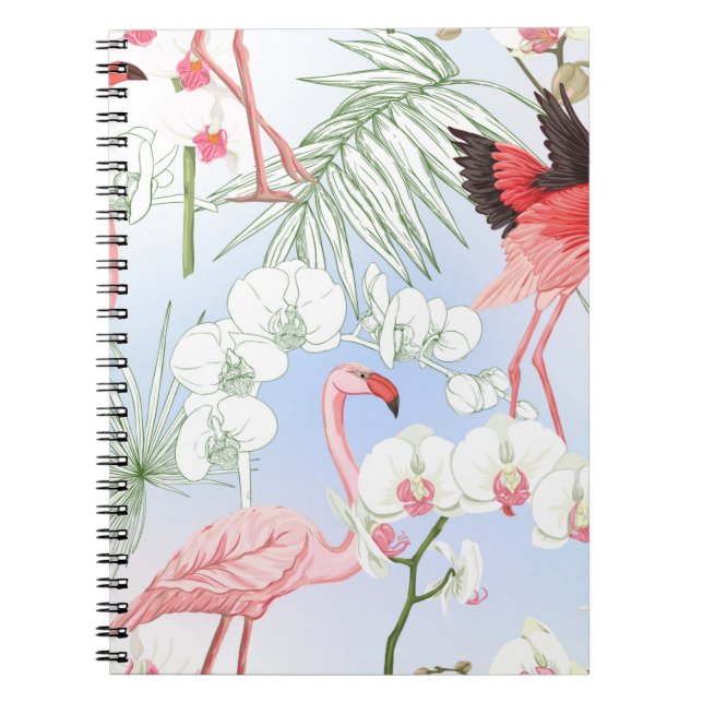Cuaderno Plantas tropicales y flores. Patrón sin foco, bac (Frente)