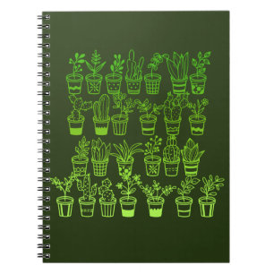 Cuaderno Plantas verdes de Doodle lindo en ollas