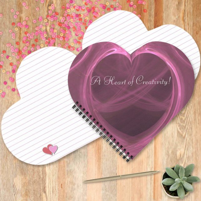 Cuaderno Plantilla de arte digital de Silky Pink Heart (Searching for a gift for the creative in your life? Here's a fun idea. Personalize it with a name. )