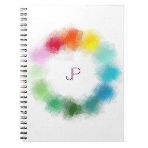 Cuaderno Plantilla de color moderno monogramada de personal