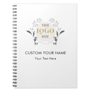 Cuaderno Plantilla de corona floral elegante con logotipo p