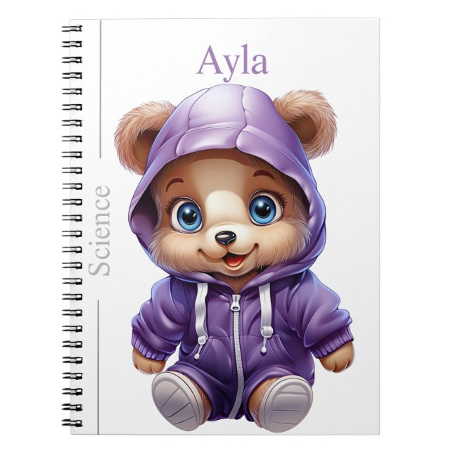Cuaderno Plantilla de diario de espiral de amigos del oso e (Frente)