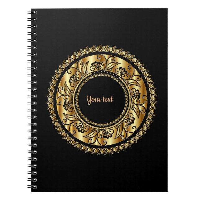 Cuaderno Plantilla de elegancia en negro y oro (Frente)