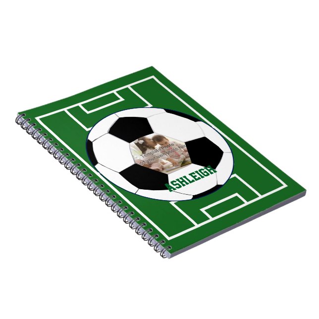 Cuaderno Plantilla de foto de campo y bolas de fútbol perso (Lado Derecho)