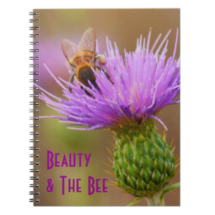 Cuaderno Plantilla de fotografía de flor de hojalata púrpur