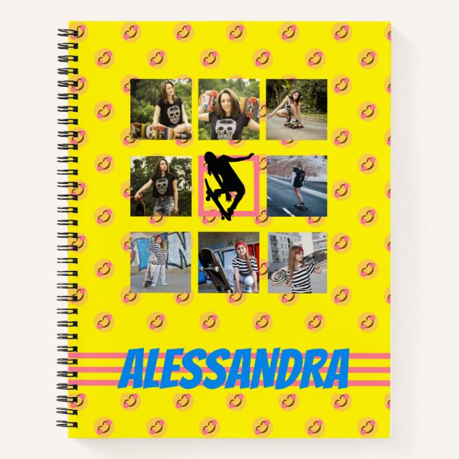 Cuaderno Plantilla de fotografía de patrón de sonrisa de sk (Anverso)