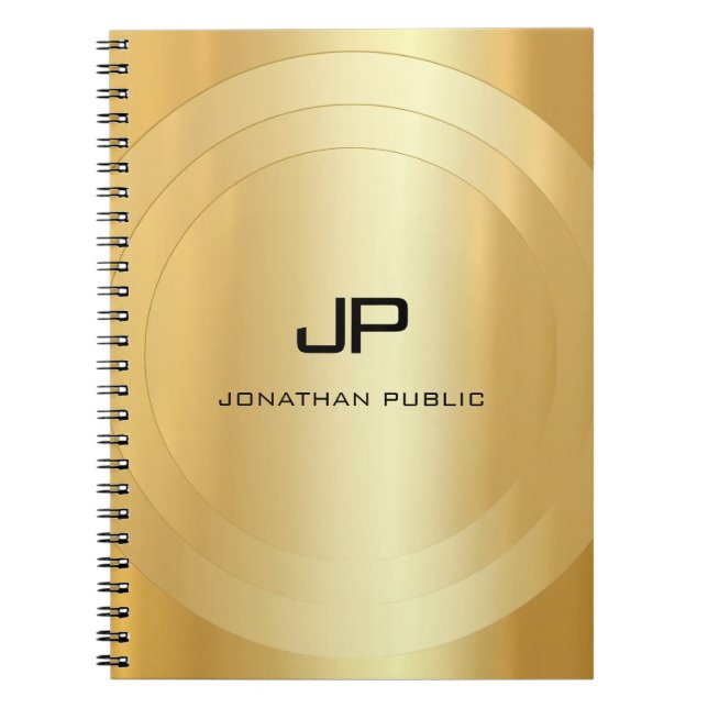 Cuaderno Plantilla de Glamour Monogramada Faux Gold Elegant (Frente)