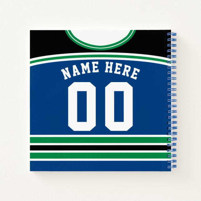 Cuaderno Plantilla de Jersey de Hockey sobre Hielo de Nombr (Reverso)