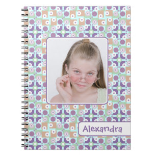 Cuaderno Plantilla de la foto del chica geométrico de la