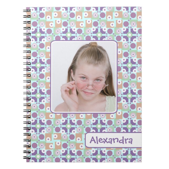 Cuaderno Plantilla de la foto del chica geométrico de la (Frente)