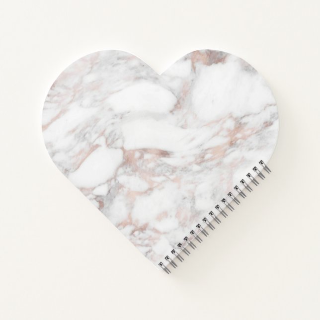Cuaderno Plantilla de mármol blanco oro rosa en forma de co (Reverso)
