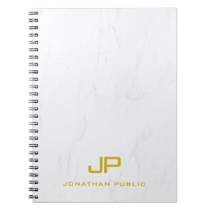 Cuaderno Plantilla de mármol con monograma dorado profesion