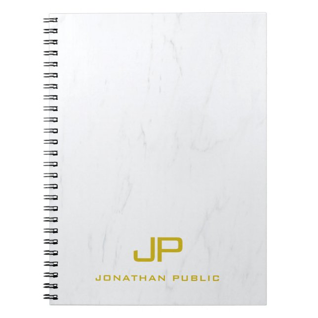 Cuaderno Plantilla de mármol con monograma dorado profesion (Frente)