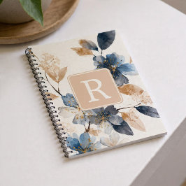 Cuaderno Plantilla de Monograma de Flor Bonita Personalizad