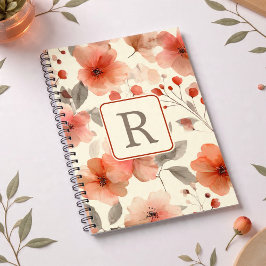 Cuaderno Plantilla de Monograma de Flor Bonita Personalizad