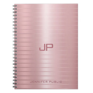 Cuaderno Plantilla de Monograma de Oro Rosa Clásico Elegant