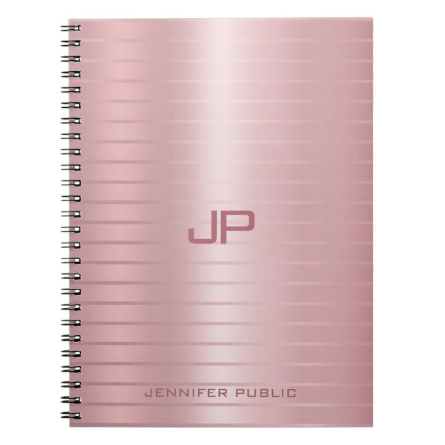 Cuaderno Plantilla de Monograma de Oro Rosa Clásico Elegant (Frente)