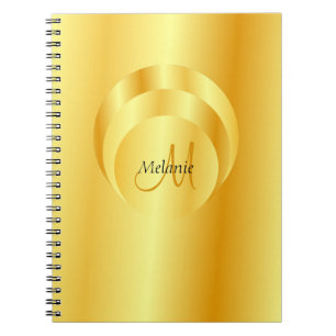 Cuaderno Plantilla de monograma elegante con aspecto de oro