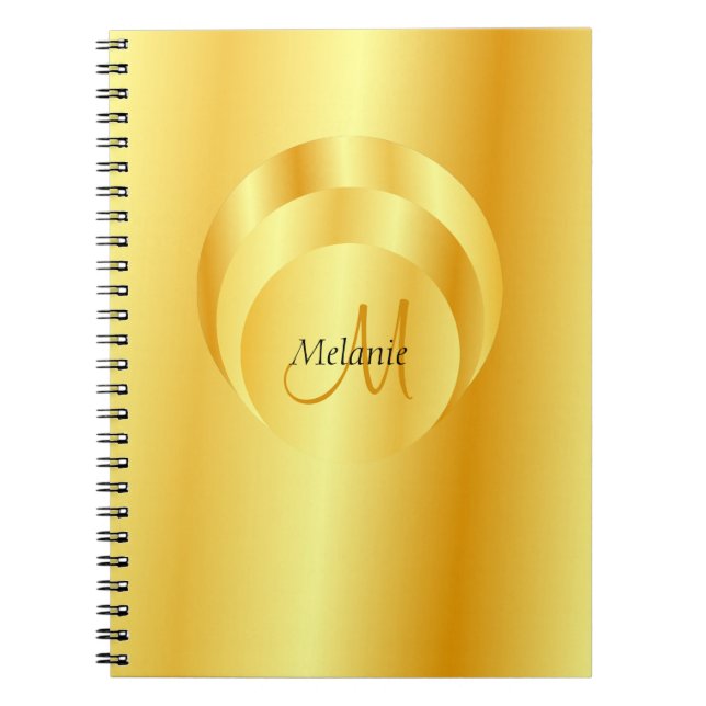 Cuaderno Plantilla de monograma elegante con aspecto de oro (Frente)