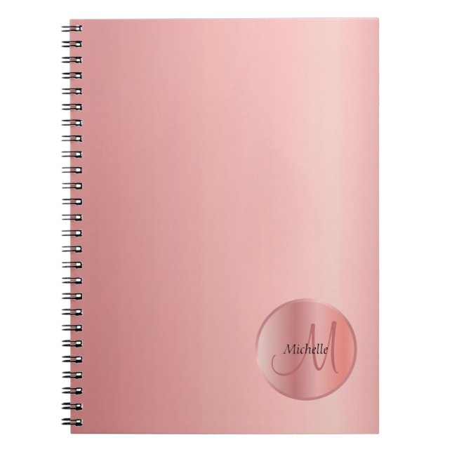 Cuaderno Plantilla de monograma elegante de oro Rosa de ten (Frente)