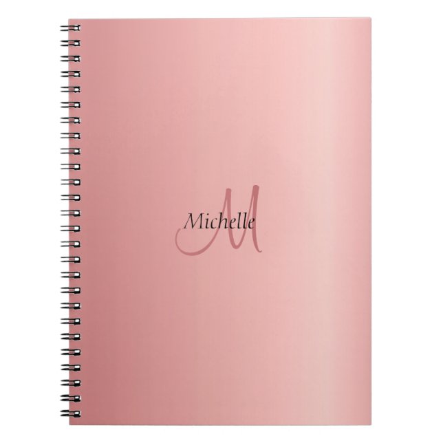 Cuaderno Plantilla de Monograma Elegante de Oro Rosa Person (Frente)