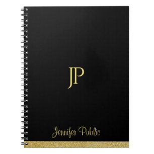 Cuaderno Plantilla de Monograma Moderno con aspecto de oro
