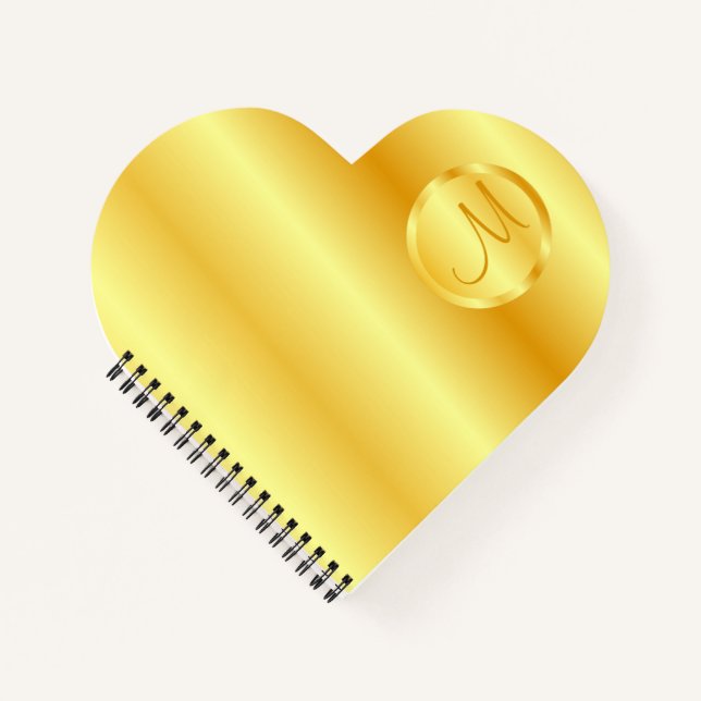 Cuaderno Plantilla de Monograma Moderno con aspecto dorado  (Anverso)