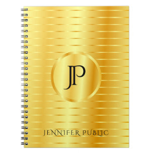 Cuaderno Plantilla de monograma personalizado con aspecto m