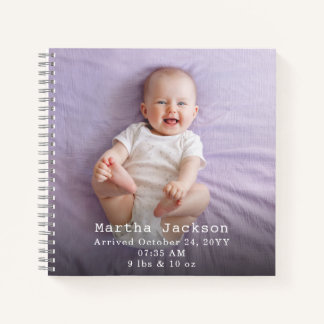 Cuaderno Plantilla de nombre de bebé de fotos de personaliz