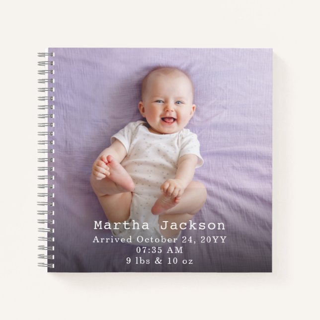 Cuaderno Plantilla de nombre de bebé de fotos de personaliz (Anverso)