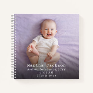 Cuaderno Plantilla de nombre de bebé de fotos de personaliz