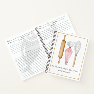 Cuaderno Plantilla de personalizado Watercolor Bakers Herra
