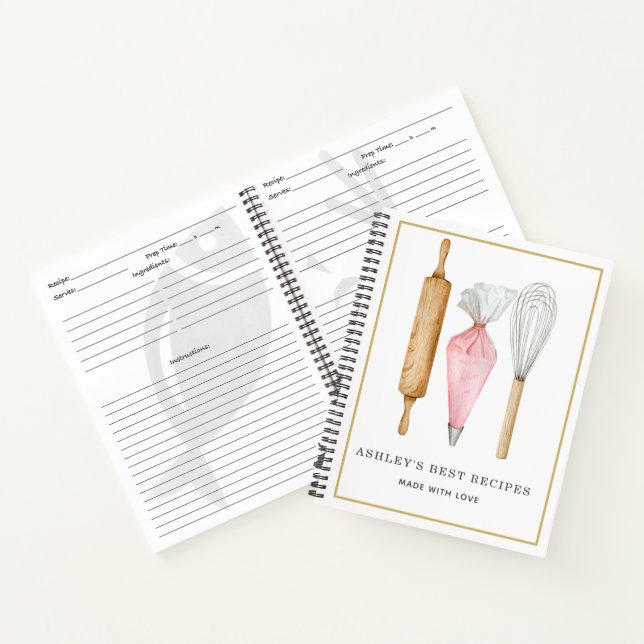 Cuaderno Plantilla de personalizado Watercolor Bakers Herra (Interior)