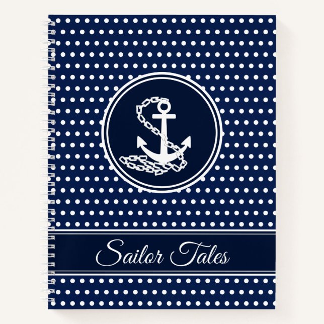 Cuaderno Plantilla de texto personalizado Estilo marítimo a (Anverso)