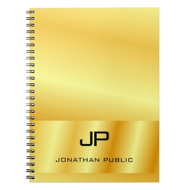 Cuaderno Plantilla elegante personalizada de oro falso mono (Frente)