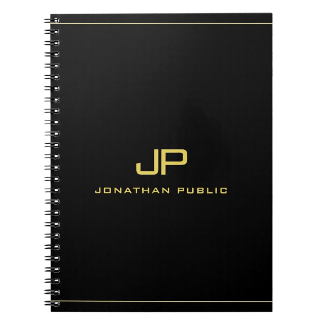 Cuaderno Plantilla Gold de monograma inicial profesional ne (Frente)
