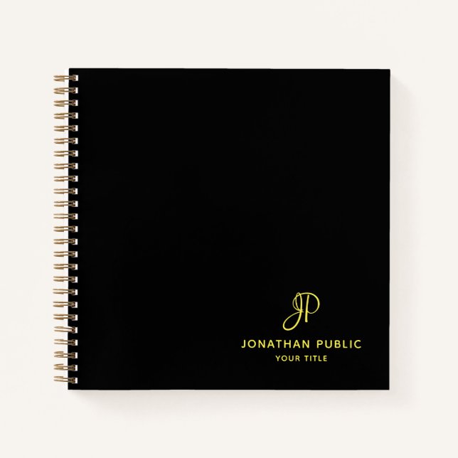 Cuaderno Plantilla inicial de monograma de guión dorado de  (Anverso)