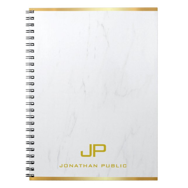 Cuaderno Plantilla moderna de mármol con monograma de oro p (Frente)