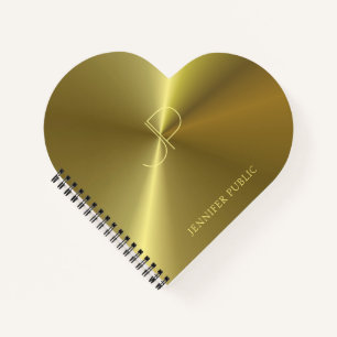 Cuaderno Plantilla moderna monogramada de oro de Faux metá