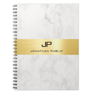 Cuaderno Plantilla moderna simple elegante de oro y mármol
